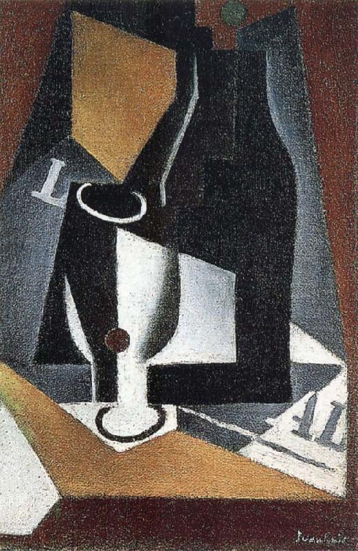 Juan Gris Bottle Cup and newspaper Germany oil painting art